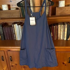 Blue Sleeveless Stretch SKORT DRESS with Pockets LARGE NWT